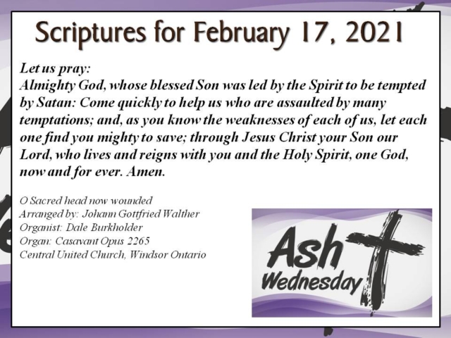 Today we leave the Mardi Gras, Carnival, and Allelulias behind and begin the 6 week journey to the cross. Today we are reminded of our mortality with the marking of our heads with ashes. May God bless you as you enter this season of Lent.