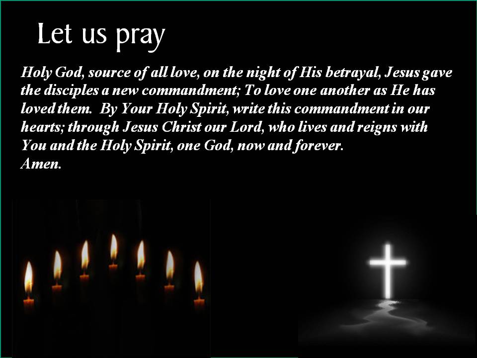 Tonight we remember Jesus' last meal, prayer in the garden, arrest and trials. We are using an online Tenebae format with the light going out of the world. May God bless you.