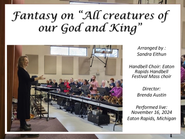 On November 16, 2024 - 11 handbell choirs (about 120 ringers) joined together to share in a handbell festival. Here is our opening piece played by the massed choir. INJoy...