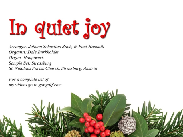 JS. Bach gives us a delicate arrangement of the carol "Good Christian friends rejoice". I love to add the zimblestern (when I have one) to this arrangement. INJoy...