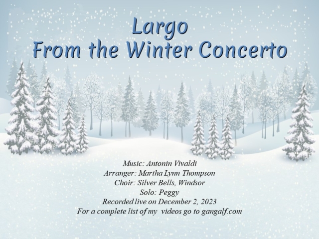 Today we are sharing Silver Bells with Oboe solo playing the 2nd movement of Vivaldi's Winter concerto as arranged by Martha Lynn Thompson. INJoy...