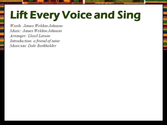 Please take the time to read the wonderful introduction written by my friend Charleston. May we truly "Lift every voice and SING!"