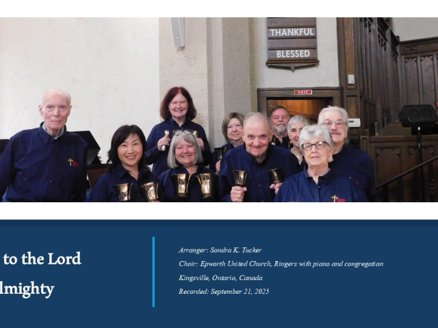Sondra K. Tucker gave us this exciting arrangement of "Praise to the Lord, the almighty) for handbells, piano, AND congregation. INJoy...