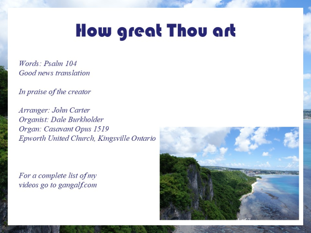 The Psalmist declares "O Lord, my God, how great you are" what better song to pair it with? INJoy...