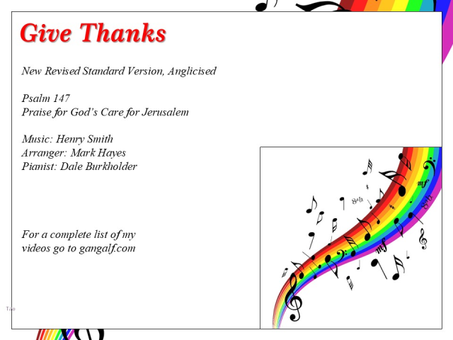 Sing to the Lord who heals the broken-hearted and binds up their wounds. INJoy...