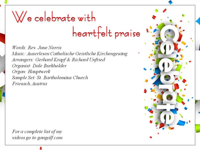 Today is the first of my videos highlighting songs written by Rainbow people of faith. Rev. June Norris ("my pastor" and first straight pastor in UFMCC) penned these words of celebration. "O let our praises fill the air - God's sons and daughters all we are!"